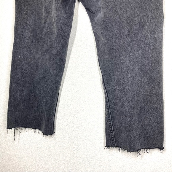 Levi's 501 Washed Baggy Black Distressed Cutt Of Hem 32 High Rise Button Fly - Picture 12 of 16